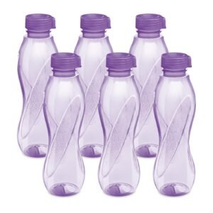 MILTON Oscar, Pack of 6 Water Bottles, 1 Litre each, Reusable Plastic Fridge Bottle Set, BPA Free and Leak Proof Bottles for Travel, Work, Red