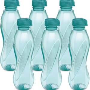 MILTON Oscar, Pack of 6 Water Bottles, 1 Litre each, Reusable Plastic Fridge Bottle Set, BPA Free and Leak Proof Bottles for Travel, Work, Red