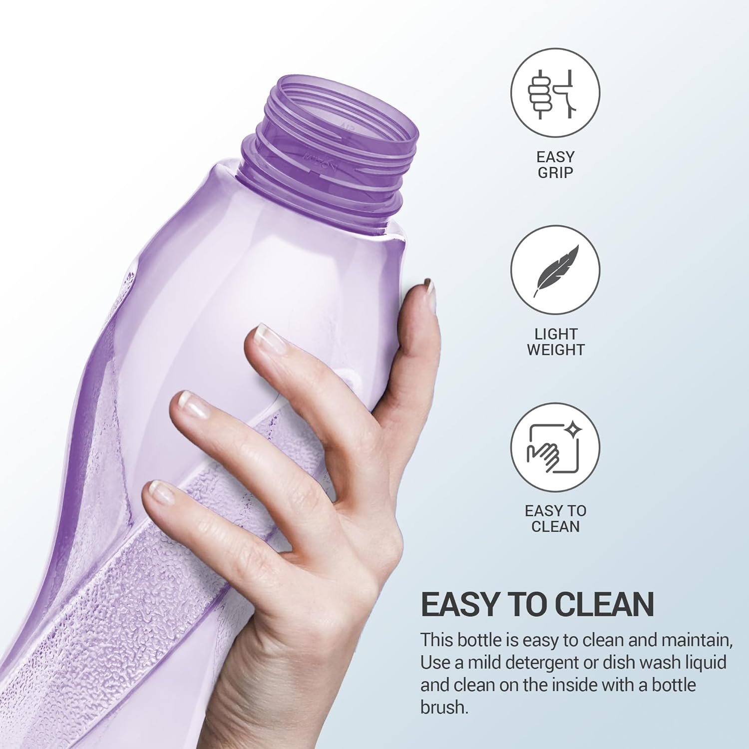 MILTON Oscar, Pack of 6 Water Bottles, 1 Litre each, Reusable Plastic Fridge Bottle Set, BPA Free and Leak Proof Bottles for Travel, Work, Red