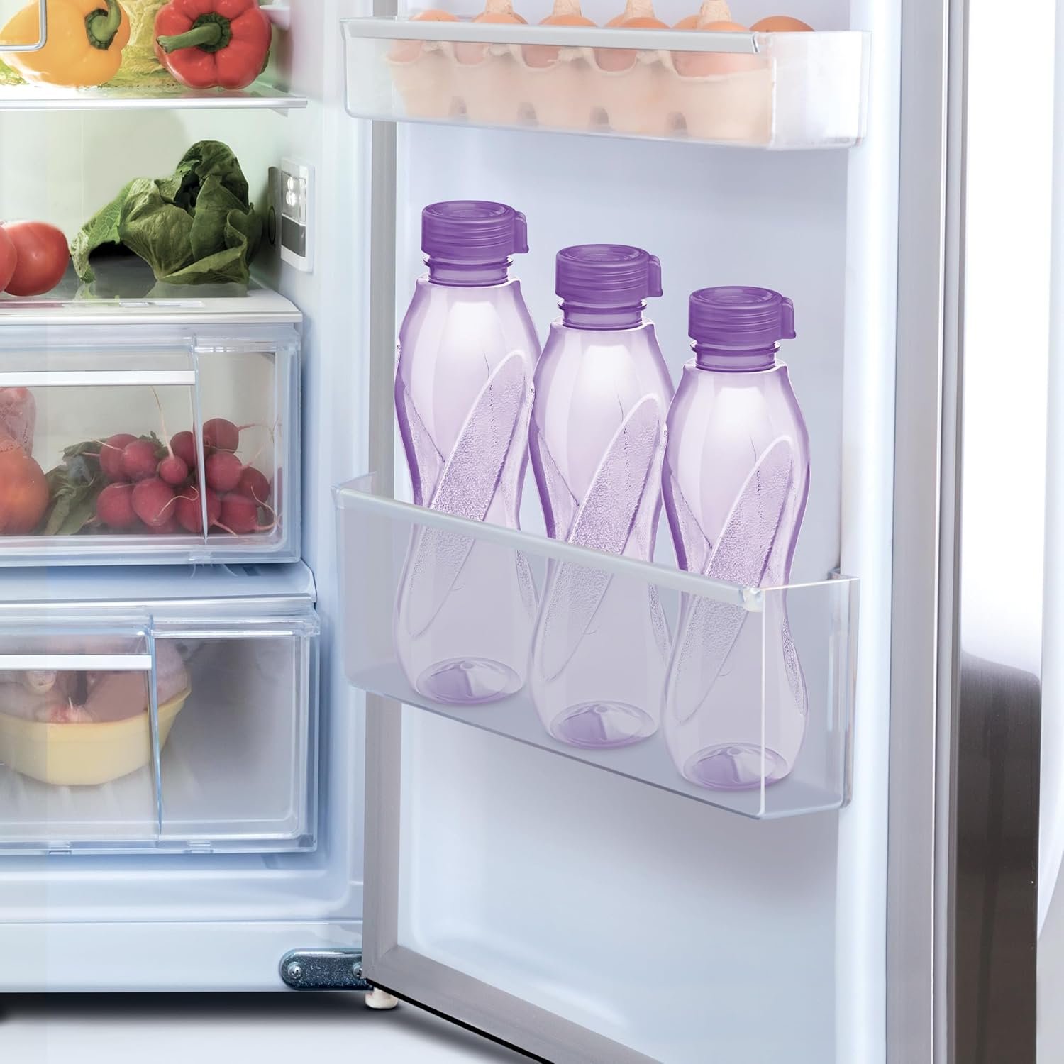 MILTON Oscar, Pack of 6 Water Bottles, 1 Litre each, Reusable Plastic Fridge Bottle Set, BPA Free and Leak Proof Bottles for Travel, Work, Red