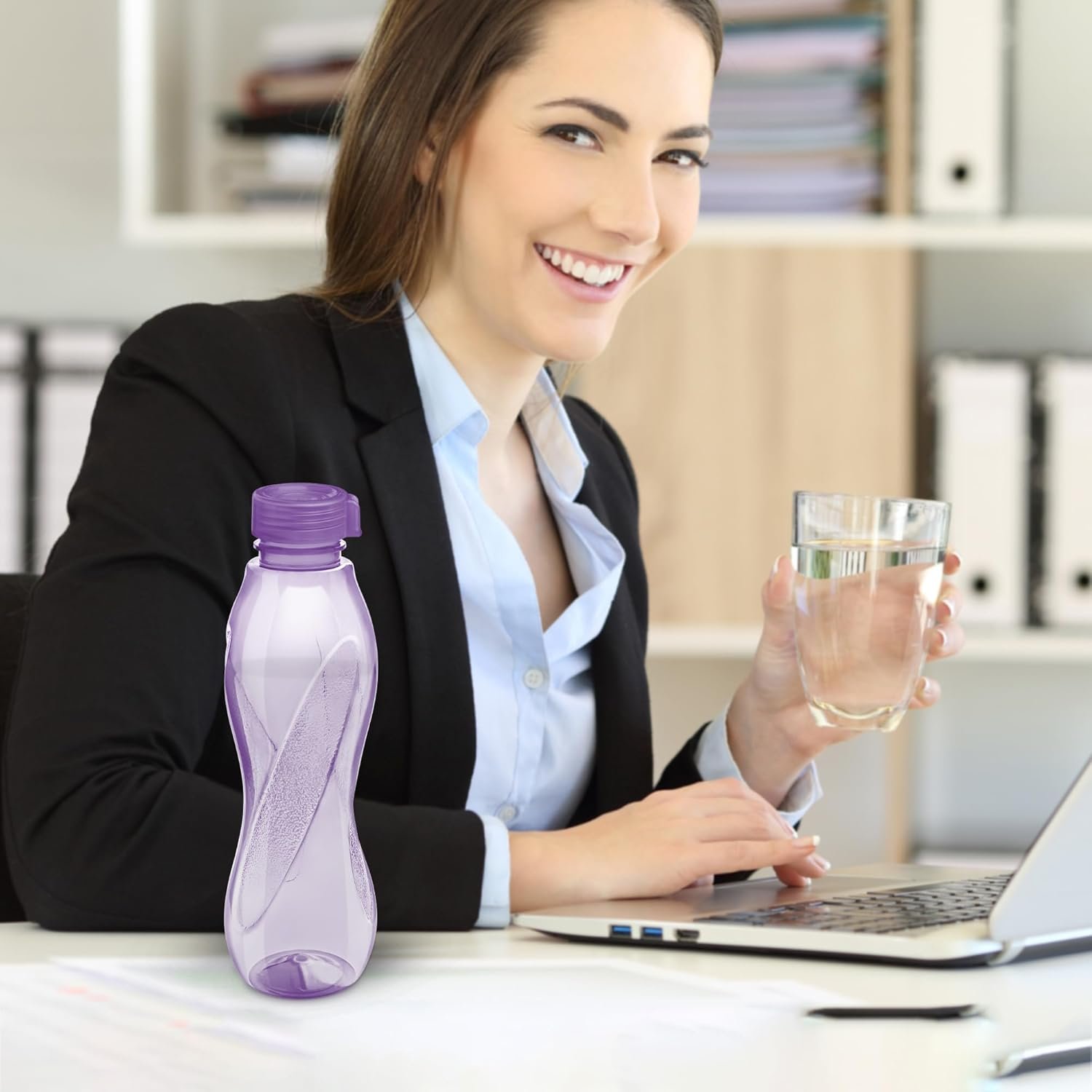 MILTON Oscar, Pack of 6 Water Bottles, 1 Litre each, Reusable Plastic Fridge Bottle Set, BPA Free and Leak Proof Bottles for Travel, Work, Red