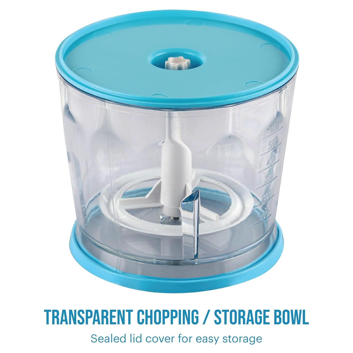 Cello Chop-N-Chop Slice Multi Functional Electric Chopper |Stainless Steel Blades |Low Noise & One Touch Button | Electric Vegetable & Fruit Chopper | White & Blue 300W