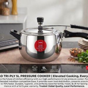 Cello Tri-Ply 5L Pressure Cooker: Elevated Cooking, Every Day,cooker,coker