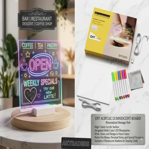 DIY Acrylic Luminescent Board – Personalized LED Message Hub best for kids to design ,office for logos