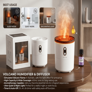 Volcano humiditifier and fregnace diffuser with center light for decoration