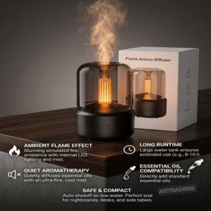 Flame aroma diffuser easy to use only fill water with fregnace mist diffuser