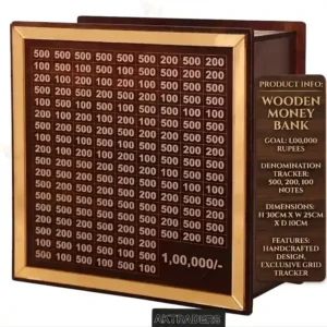 Wooden money bank goal 1lakh rupees