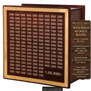Wooden money bank best quality goal of 1lakh