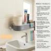 Multi-Functional Bathroom Organizer stickable on glass and plain tiles self adhesive withi 24-48 hours