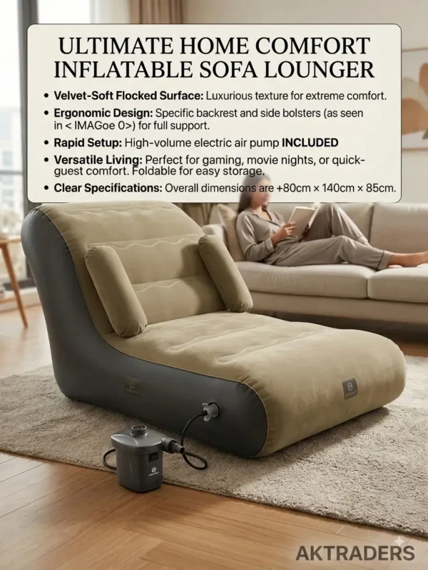 Inflatable sofa best in use and range easy to carry pump included in the box gadget sofa