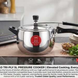 Cello Tri-Ply 5L Pressure Cooker: Elevated Cooking, Every Day,cooker,coker