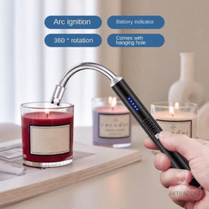 Rechargeable USB Electric Arc Lighter – 360° Flexible Neck, Flameless, Windproof Lighter with LED Battery Indicator