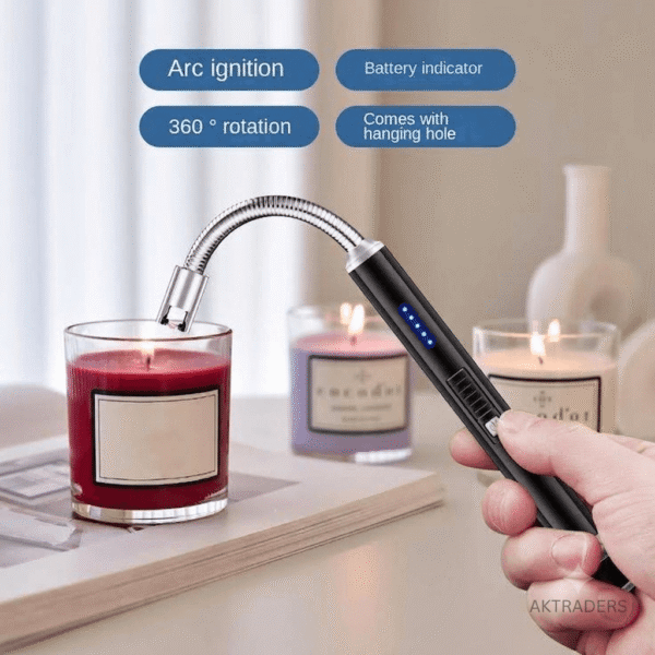 Gemini_Generated_Image_22j05g22j05g22j0 (1) Rechargeable USB Electric Arc Lighter – 360° Flexible Neck, Flameless, Windproof Lighter with LED Battery Indicator