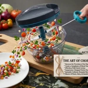 AKTRADERS Precision Pull-Cord Food & Vegetable Chopper choper chopping 3blade chopping