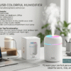 H2O USB Colorful Mini Air Humidifier (300ml) – Ultra-Quiet Cool Mist Diffuser with Mood Night Light humidifier best