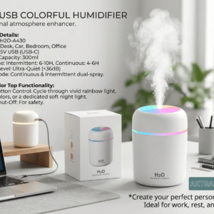 H2O USB Colorful Mini Air Humidifier (300ml) – Ultra-Quiet Cool Mist Diffuser with Mood Night Light humidifier best