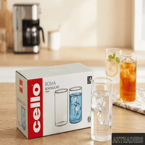 Cello Roma Borosilicate Glass Set of 6pcs glasses