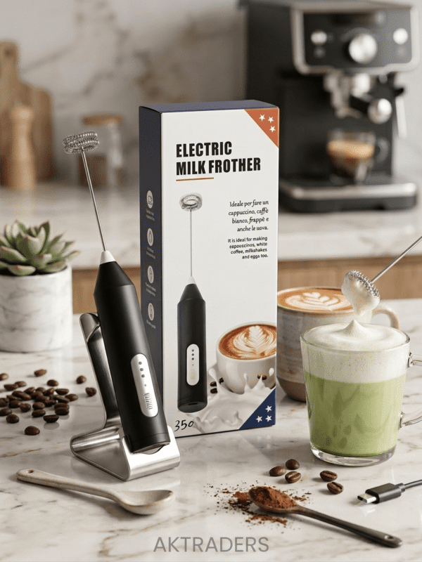 Handheld Electric Milk Frother & Coffee Whisk – USB Rechargeable Foam Maker for Cappuccino, Latte, Cold Coffee & Eggs beater