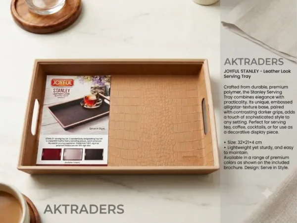 JOYFUL STANLEY Leather-Look Serving Tray from AK TRADERS