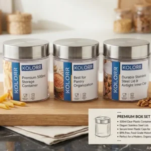 AKTRADERS Kolorr Premium 500ml 3-Piece Food Storage Jar Set best box