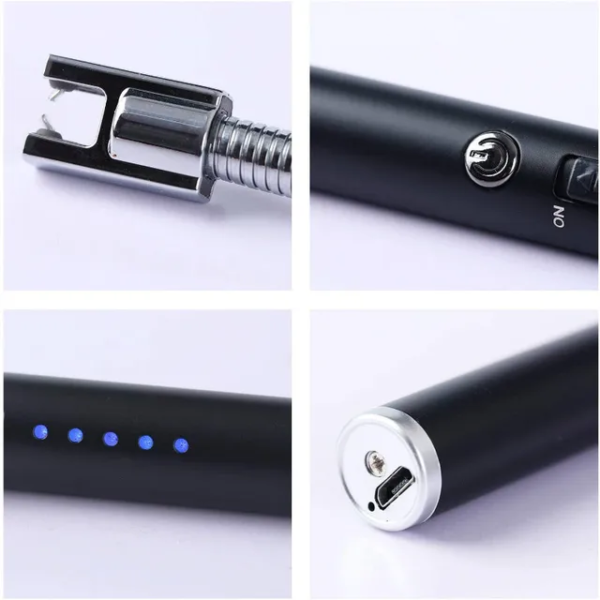 -NsNPrs0rRwth9pe49sn Rechargeable USB Electric Arc Lighter – 360° Flexible Neck, Flameless, Windproof Lighter with LED Battery Indicator